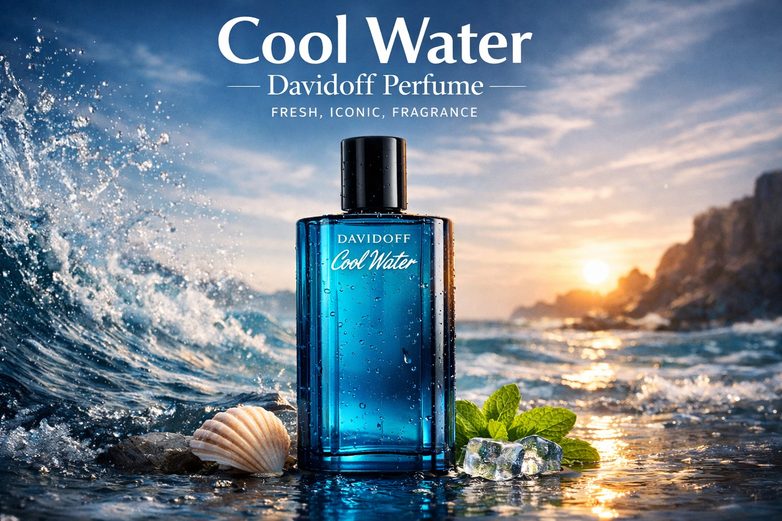 Cool Water Davidoff Perfume Fresh, Iconic, Fragrance